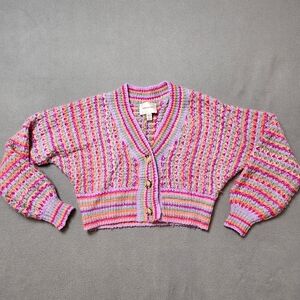 Soft and cozy colourful oversized cropped V-neck cardigan